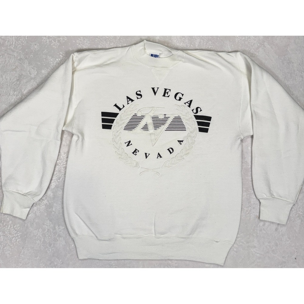 Blue Wave Las Vegas Nevada Sweatshirt Mens Large White Embroidered Logo Pullover